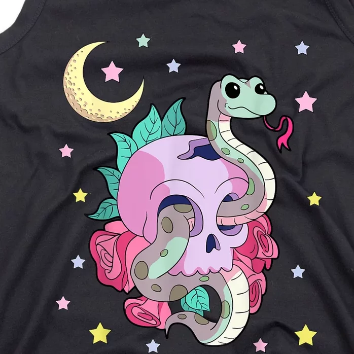 Kawaii Pastel Goth Witchy Skull With Cute Creepy Snake Tank Top