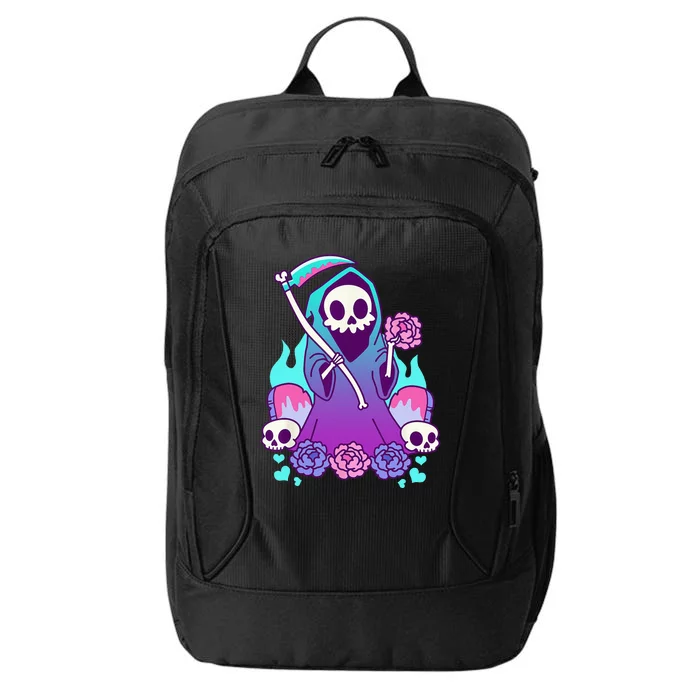 Kawaii Pastel Goth Grim Reaper With Roses City Backpack