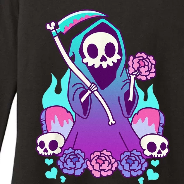 Kawaii Pastel Goth Grim Reaper With Roses Womens CVC Long Sleeve Shirt