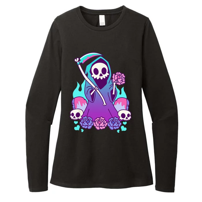 Kawaii Pastel Goth Grim Reaper With Roses Womens CVC Long Sleeve Shirt