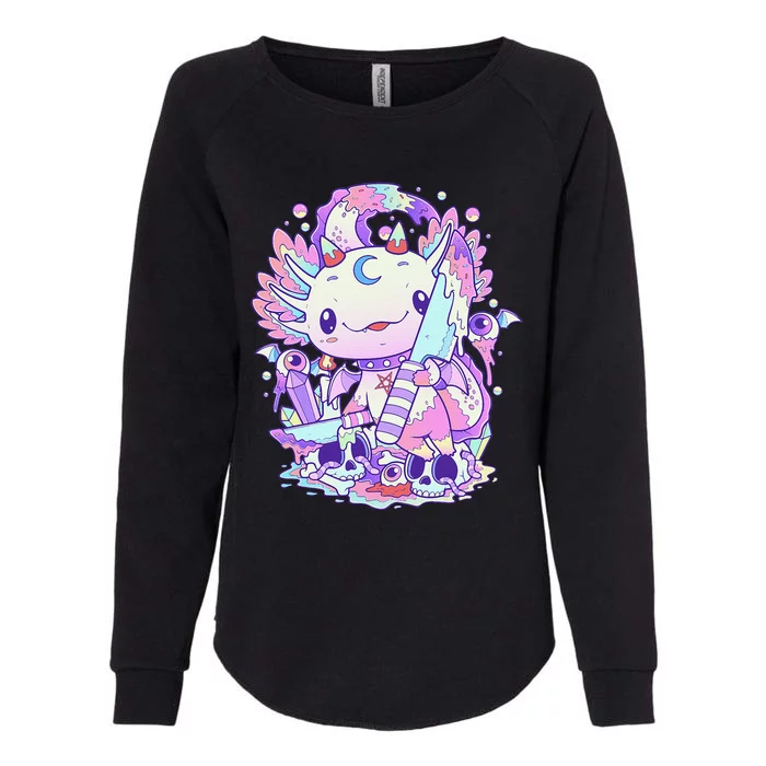 Kawaii Pastel Goth Cute and Creepy Axolotl Knife Womens California Wash Sweatshirt