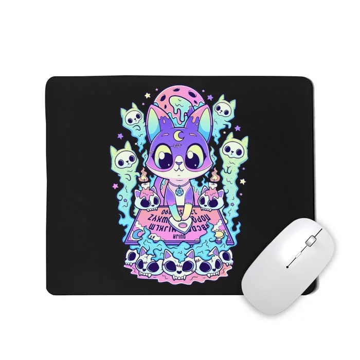 Kawaii Pastel Goth Cute and Creepy Occult Cat Ouija Board Mousepad