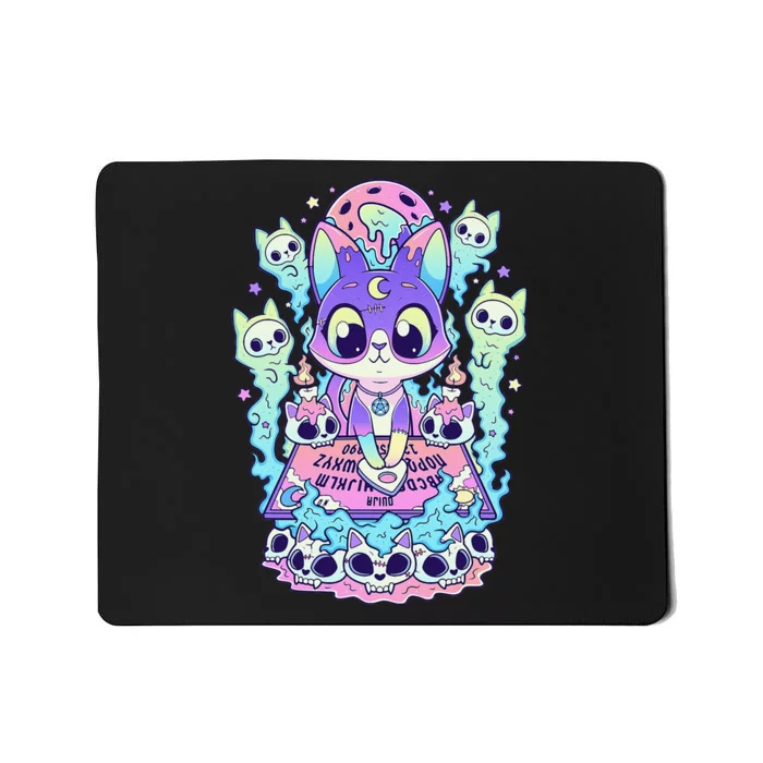 Kawaii Pastel Goth Cute and Creepy Occult Cat Ouija Board Mousepad