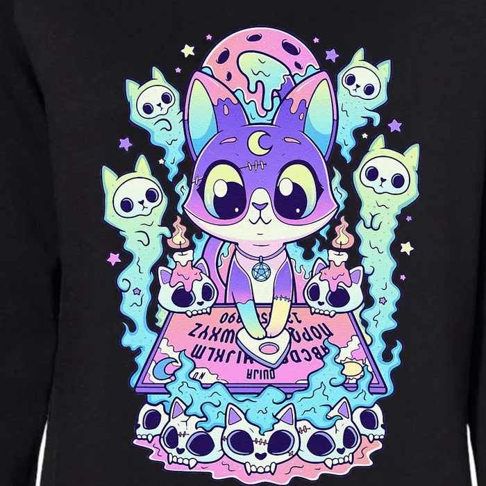 Kawaii Pastel Goth Cute and Creepy Occult Cat Ouija Board Womens California Wash Sweatshirt