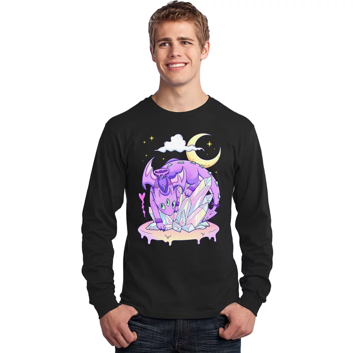 Kawaii Pastel Goth Cute Creepy Crystal Dragon Long Sleeve Shirt