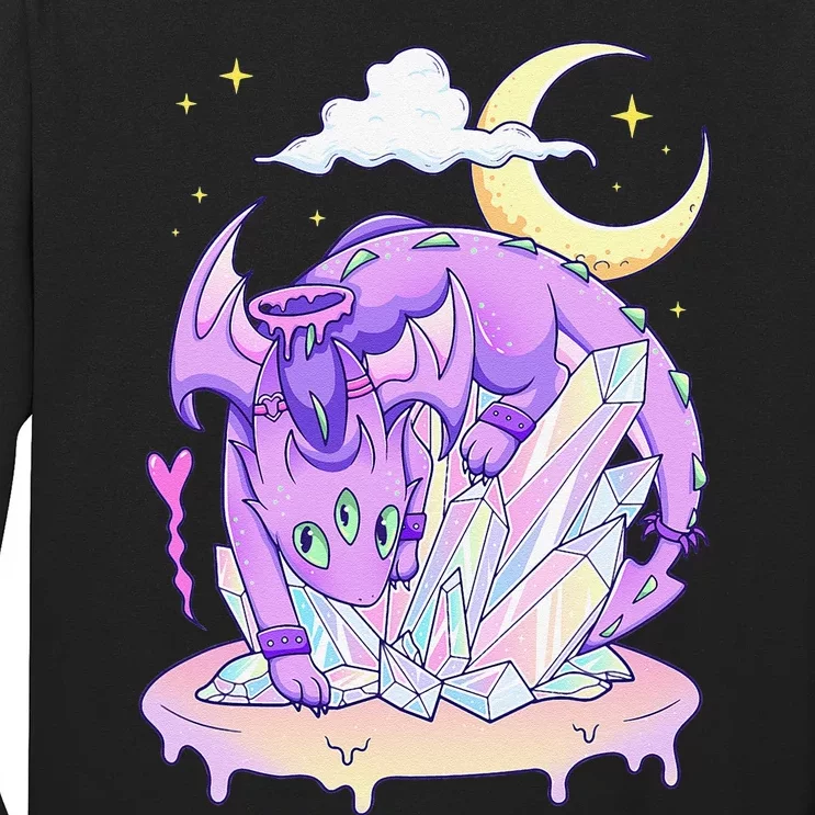 Kawaii Pastel Goth Cute Creepy Crystal Dragon Long Sleeve Shirt