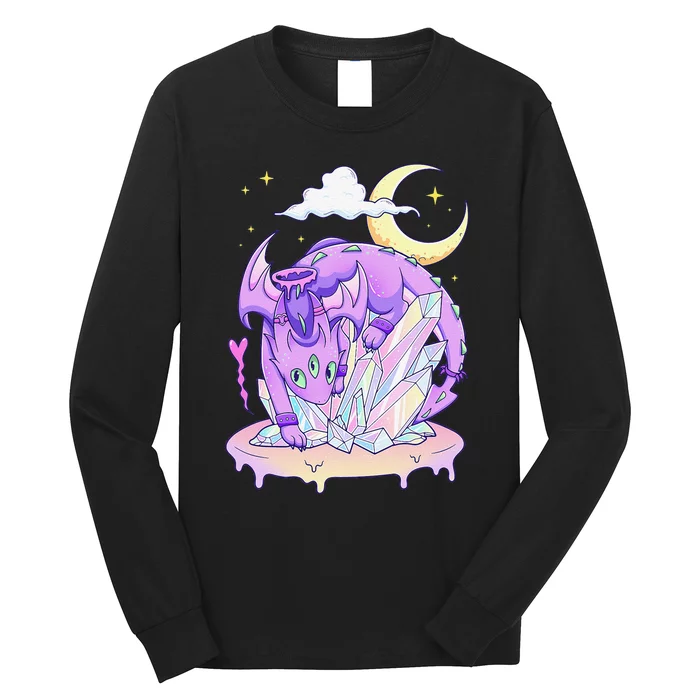 Kawaii Pastel Goth Cute Creepy Crystal Dragon Long Sleeve Shirt