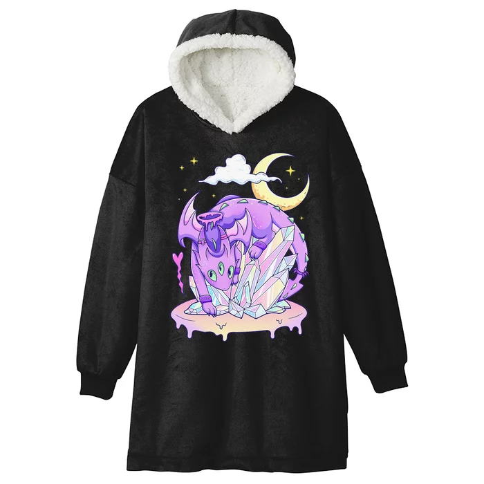 Kawaii Pastel Goth Cute Creepy Crystal Dragon Hooded Wearable Blanket