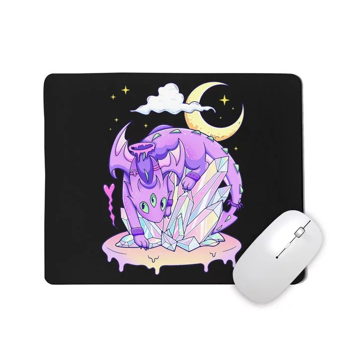 Kawaii Pastel Goth Cute Creepy Crystal Dragon Mousepad