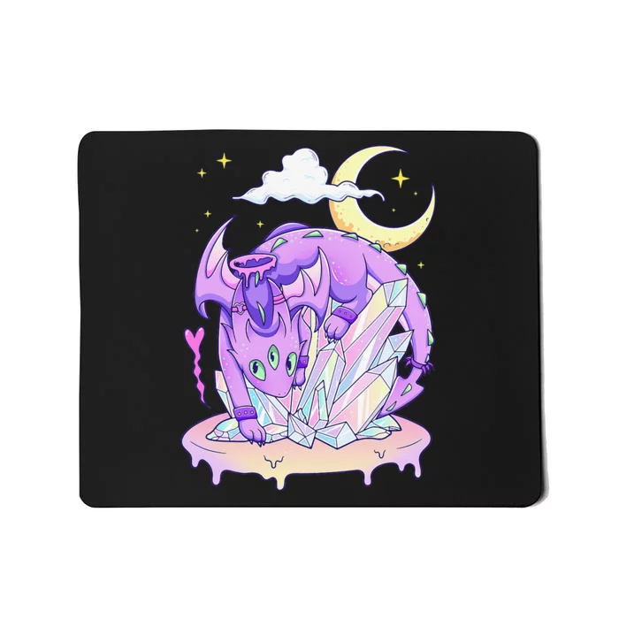 Kawaii Pastel Goth Cute Creepy Crystal Dragon Mousepad