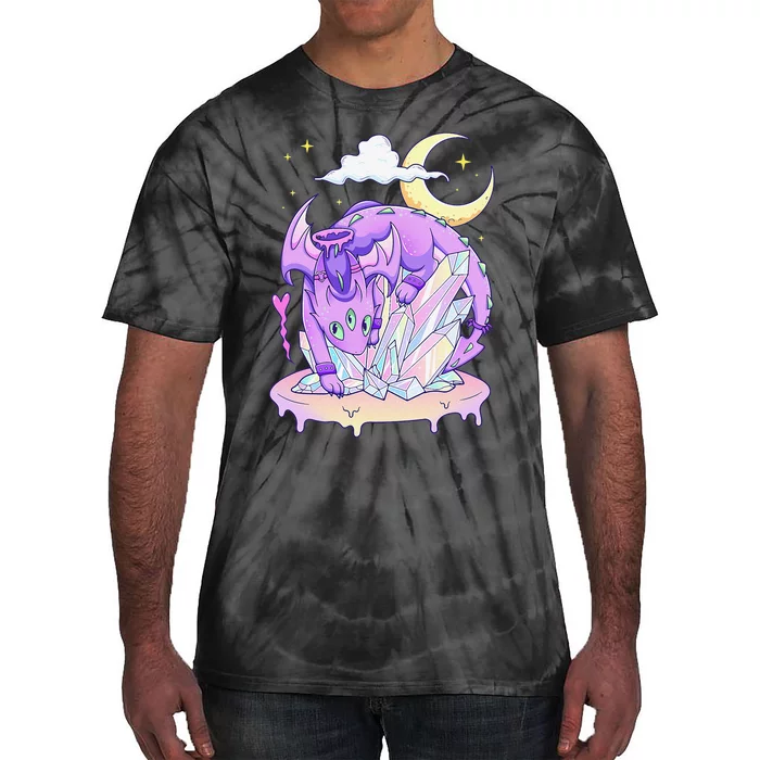 Kawaii Pastel Goth Cute Creepy Crystal Dragon Tie-Dye T-Shirt