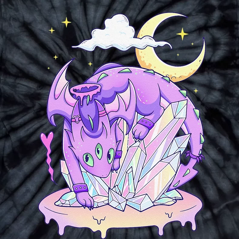 Kawaii Pastel Goth Cute Creepy Crystal Dragon Tie-Dye T-Shirt