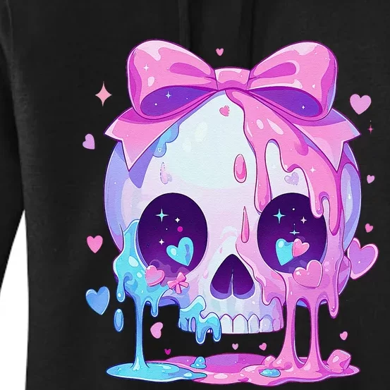 Kawaii Pastel Goth Creepy Cute Melty Pin.K Skull Women's Pullover Hoodie