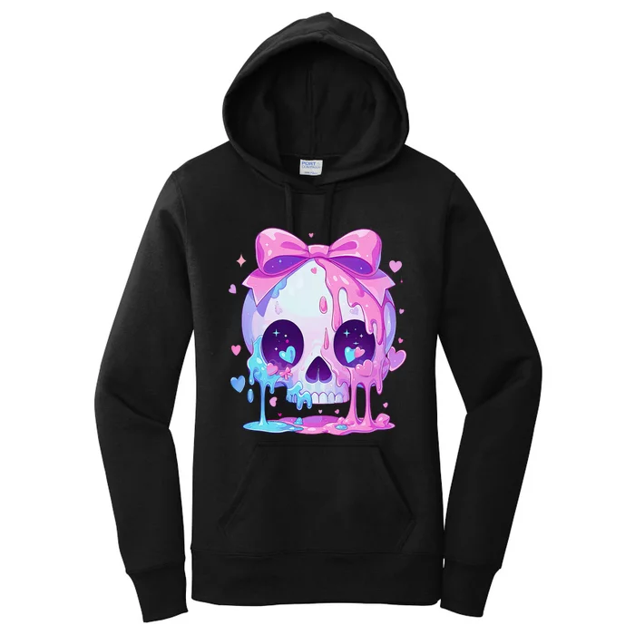 Kawaii Pastel Goth Creepy Cute Melty Pin.K Skull Women's Pullover Hoodie