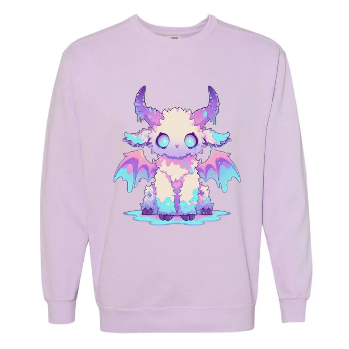 Kawaii Pastel Goth Creepy Cute Witchy Demon Goat Baphomet Garment-Dyed Sweatshirt