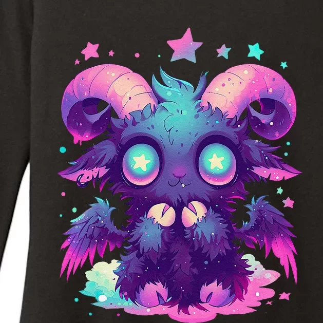 Kawaii Pastel Goth Creepy Cute Witchy Goat Baphomet Womens CVC Long Sleeve Shirt