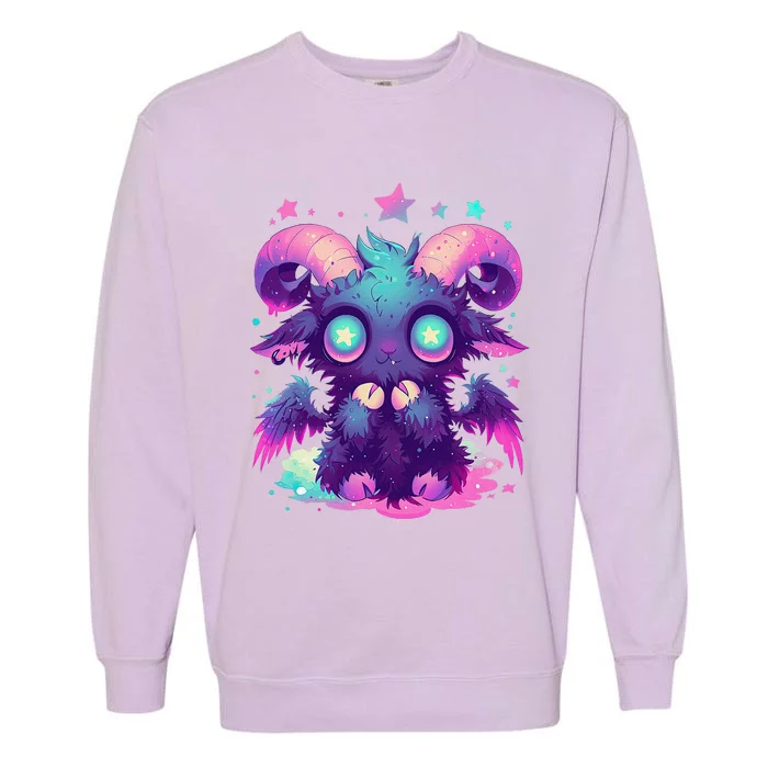 Kawaii Pastel Goth Creepy Cute Witchy Goat Baphomet Garment-Dyed Sweatshirt