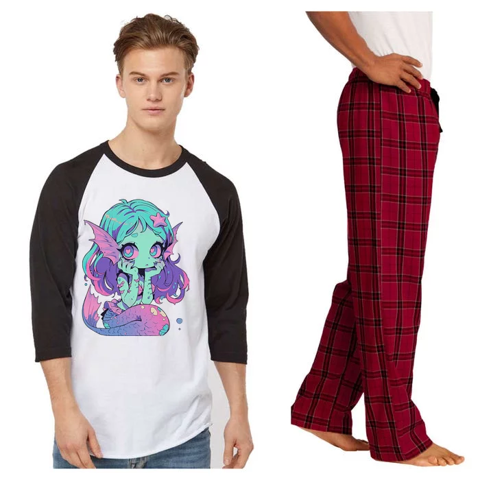 Kawaii Pastel Goth Creepy Cute Witchy Zombie Mermaid Raglan Sleeve Pajama Set