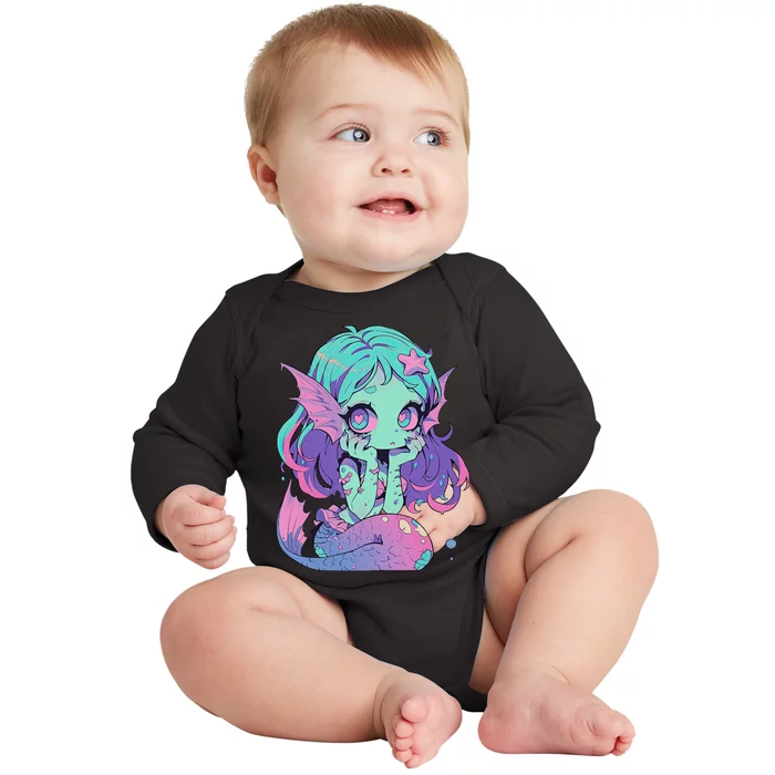 Kawaii Pastel Goth Creepy Cute Witchy Zombie Mermaid Baby Long Sleeve Bodysuit