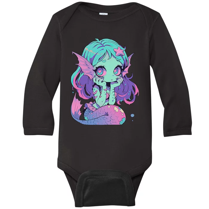 Kawaii Pastel Goth Creepy Cute Witchy Zombie Mermaid Baby Long Sleeve Bodysuit