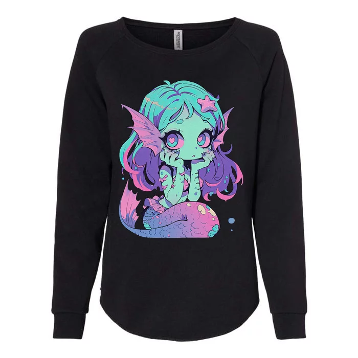 Kawaii Pastel Goth Creepy Cute Witchy Zombie Mermaid Womens California Wash Sweatshirt