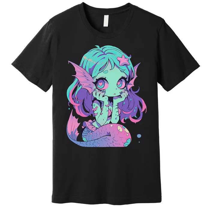 Kawaii Pastel Goth Creepy Cute Witchy Zombie Mermaid Premium T-Shirt