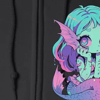 Kawaii Pastel Goth Creepy Cute Witchy Zombie Mermaid Full Zip Hoodie