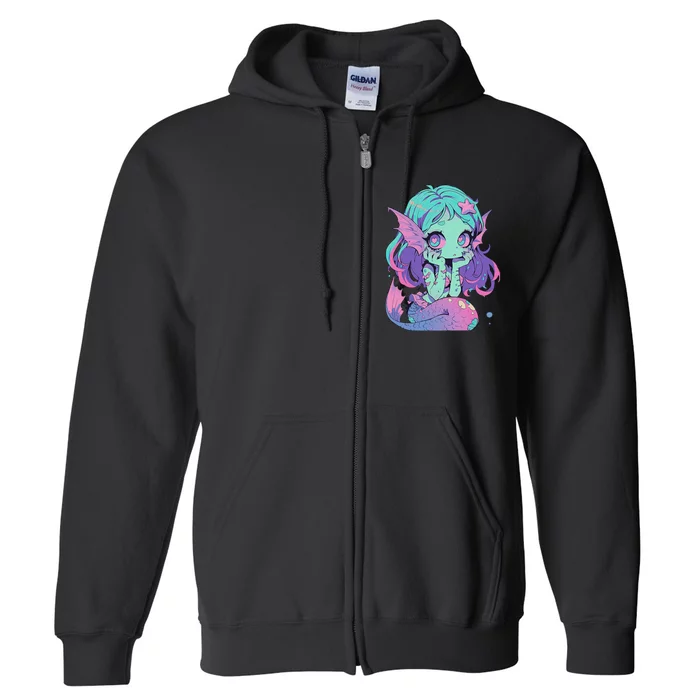 Kawaii Pastel Goth Creepy Cute Witchy Zombie Mermaid Full Zip Hoodie