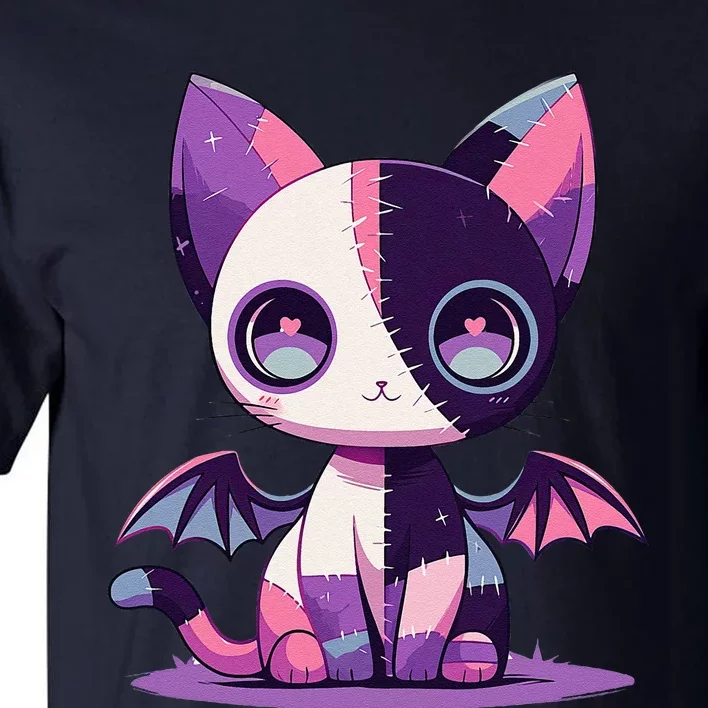 Kawaii Pastel Goth Creepy Cute Witchy Zombie Patchwork Cat Tall T-Shirt