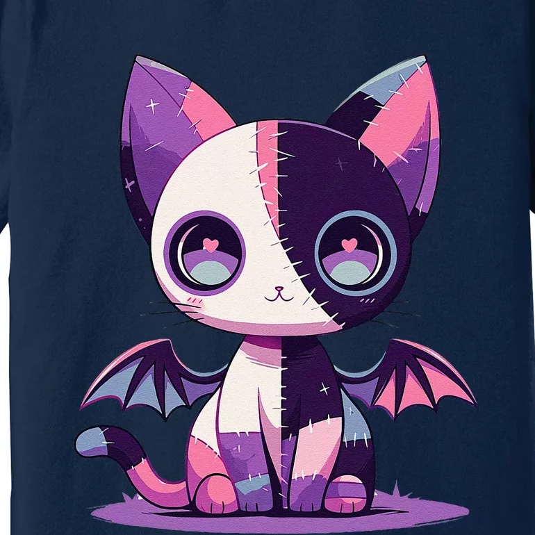 Kawaii Pastel Goth Creepy Cute Witchy Zombie Patchwork Cat Premium T-Shirt