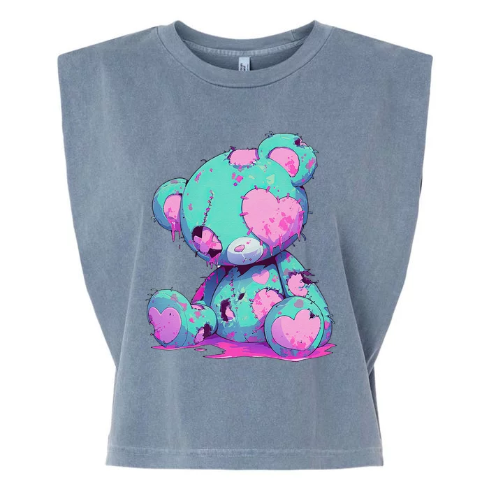 Kawaii Pastel Goth Creepy Cute Witchy Zombie Teddy Bear Garment-Dyed Women's Muscle Tee