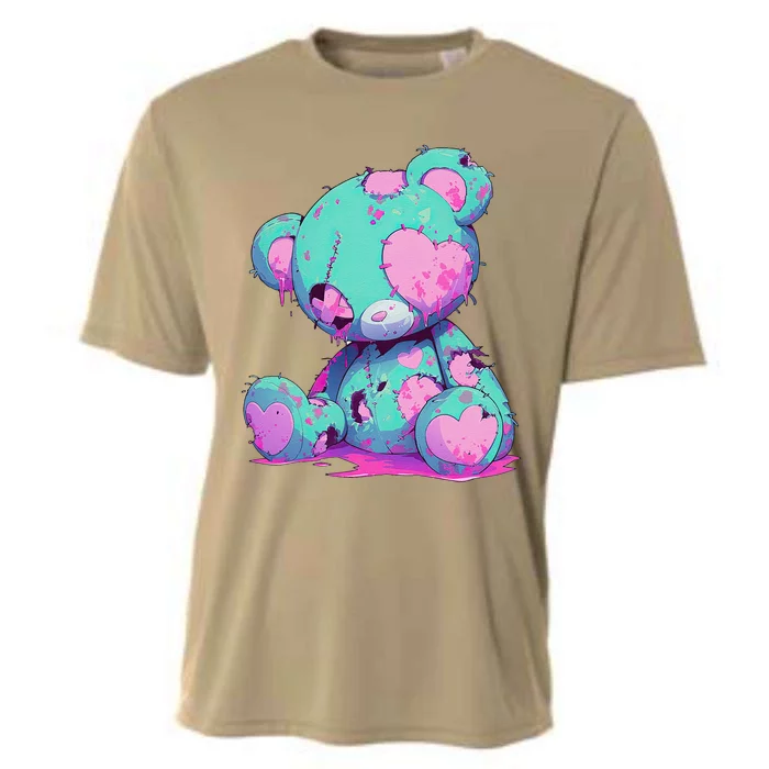 Kawaii Pastel Goth Creepy Cute Witchy Zombie Teddy Bear Cooling Performance Crew T-Shirt