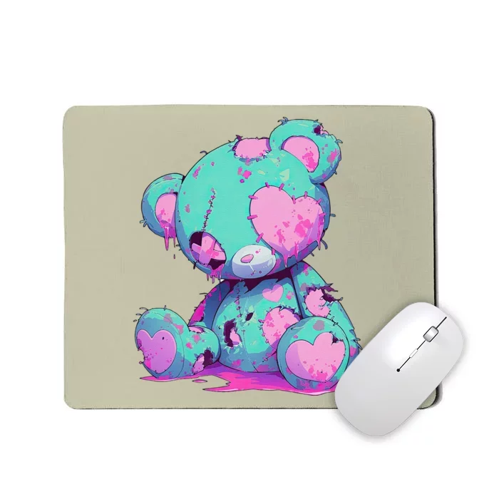 Kawaii Pastel Goth Creepy Cute Witchy Zombie Teddy Bear Mousepad