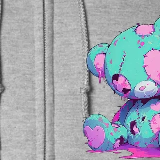 Kawaii Pastel Goth Creepy Cute Witchy Zombie Teddy Bear Full Zip Hoodie