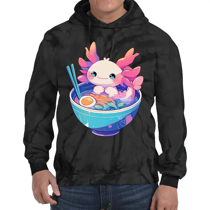 Kawaii Pastel Goth Cute Pin.K Axolotl In A Bowl Of Ramen Tie Dye Hoodie