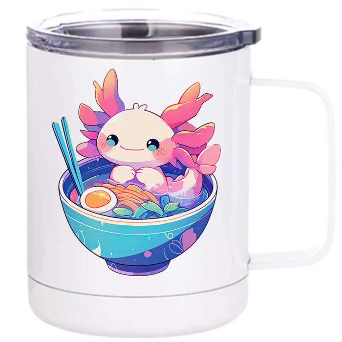 Kawaii Pastel Goth Cute Pin.K Axolotl In A Bowl Of Ramen Front & Back 12oz Stainless Steel Tumbler Cup