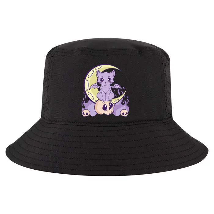 Kawaii Pastel Goth Cute Witchy Cat And Skull Anime Nu Cool Comfort Performance Bucket Hat