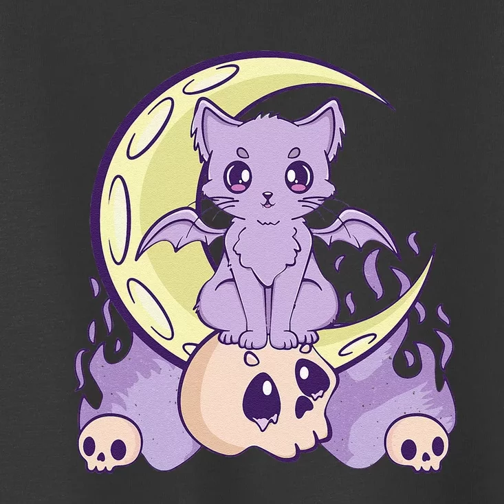 Kawaii Pastel Goth Cute Witchy Cat And Skull Anime Nu Toddler T-Shirt