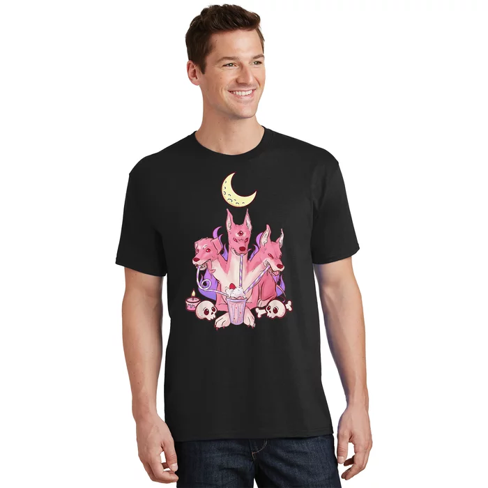 Kawaii Pastel Goth Strawberry Cerberus Creepy 3 Headed Dog T-Shirt