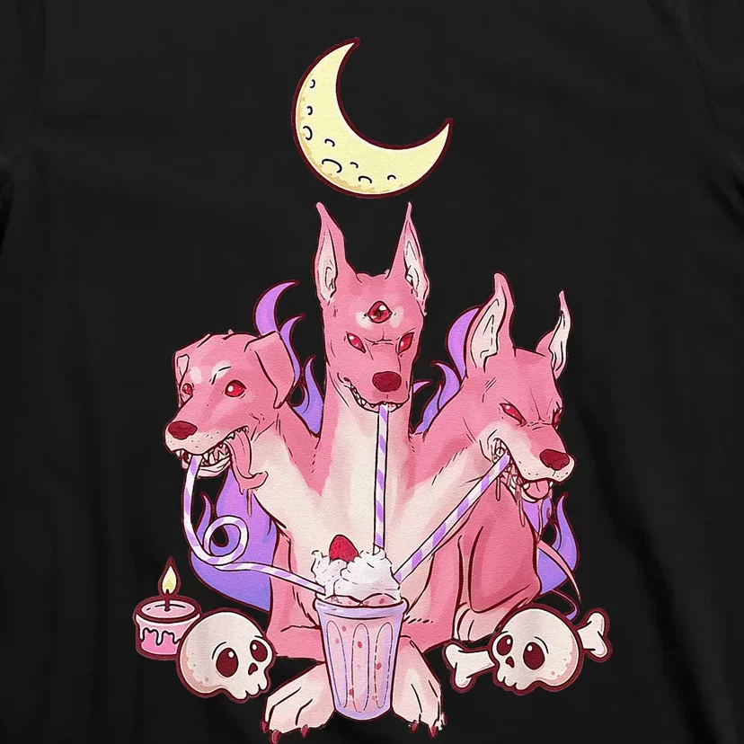 Kawaii Pastel Goth Strawberry Cerberus Creepy 3 Headed Dog T-Shirt