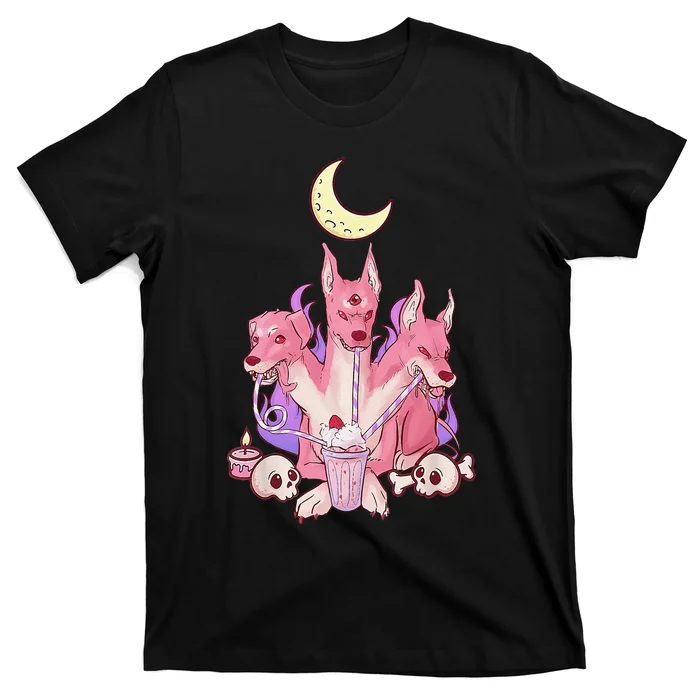 Kawaii Pastel Goth Strawberry Cerberus Creepy 3 Headed Dog T-Shirt