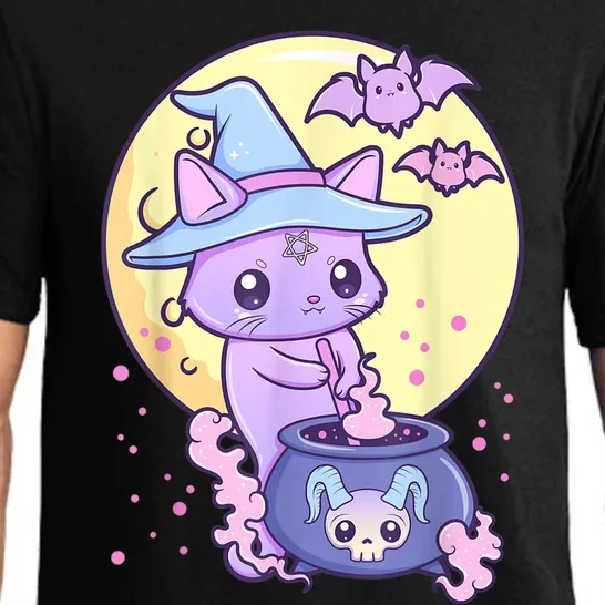 Kawaii Pastel Goth Cute Creepy Witch Cat Wicca Pajama Set