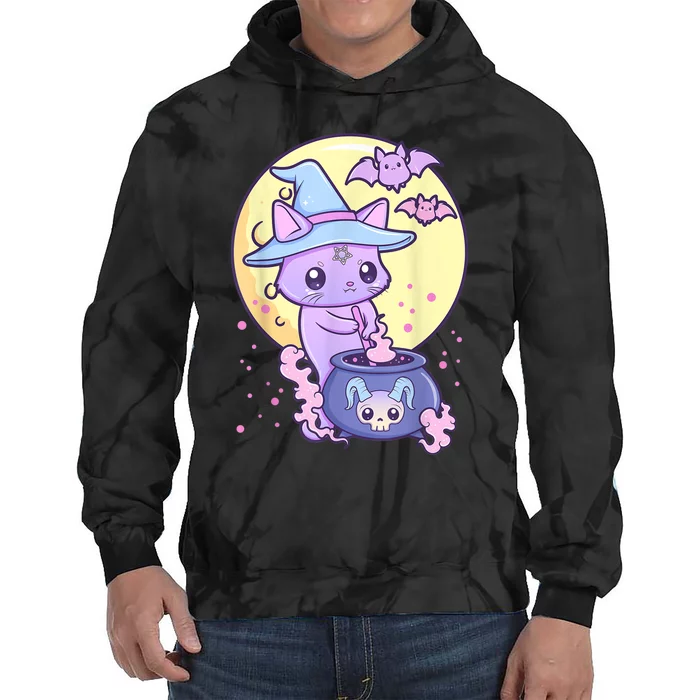 Kawaii Pastel Goth Cute Creepy Witch Cat Wicca Tie Dye Hoodie