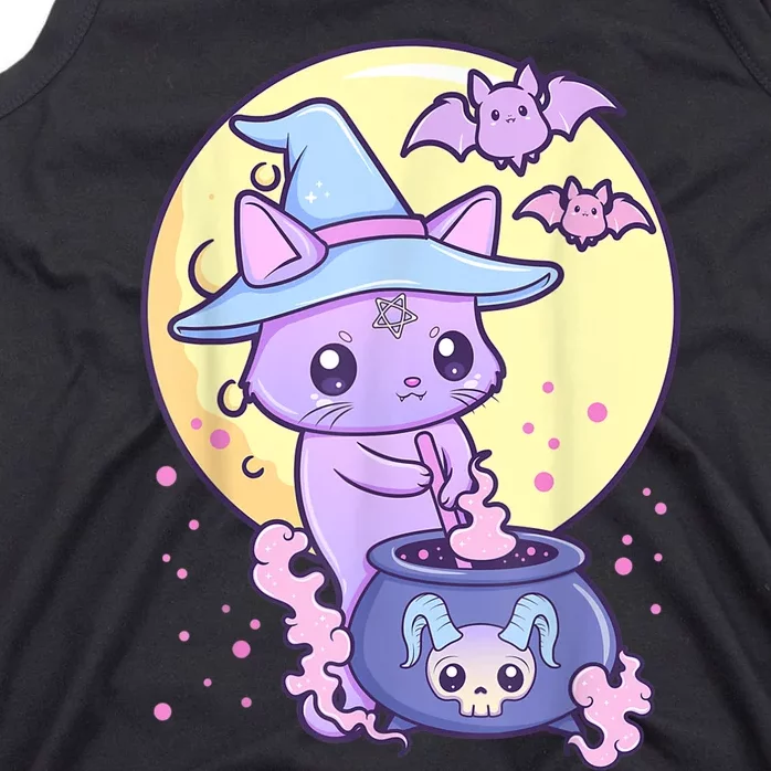 Kawaii Pastel Goth Cute Creepy Witch Cat Wicca Tank Top