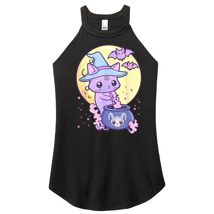 Kawaii Pastel Goth Cute Creepy Witch Cat Wicca Women’s Perfect Tri Rocker Tank