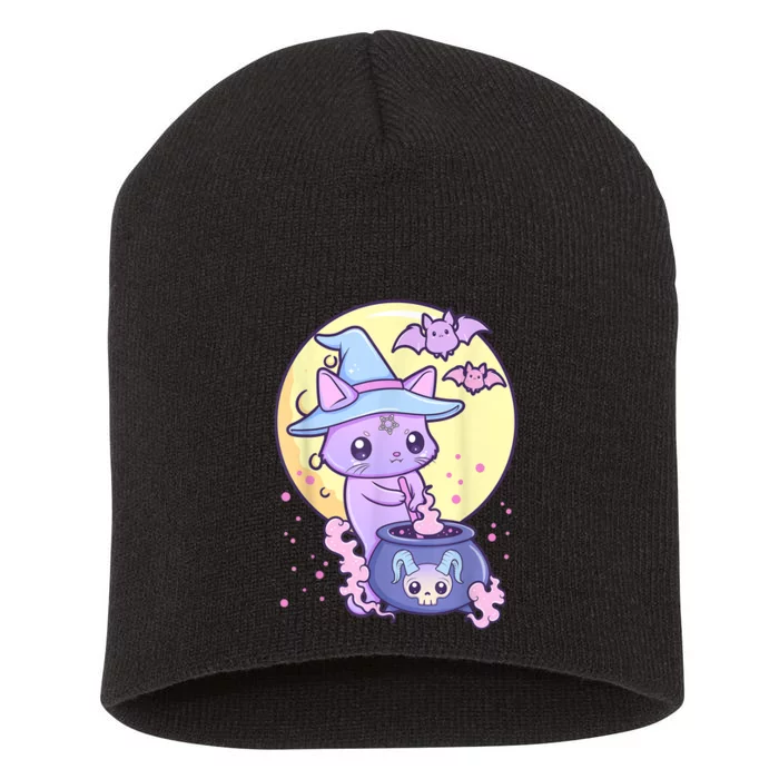 Kawaii Pastel Goth Cute Creepy Witch Cat Wicca Short Acrylic Beanie