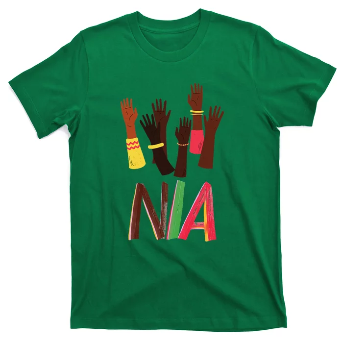 Kwanzaa Principles Green And Red Font African Principles T-Shirt