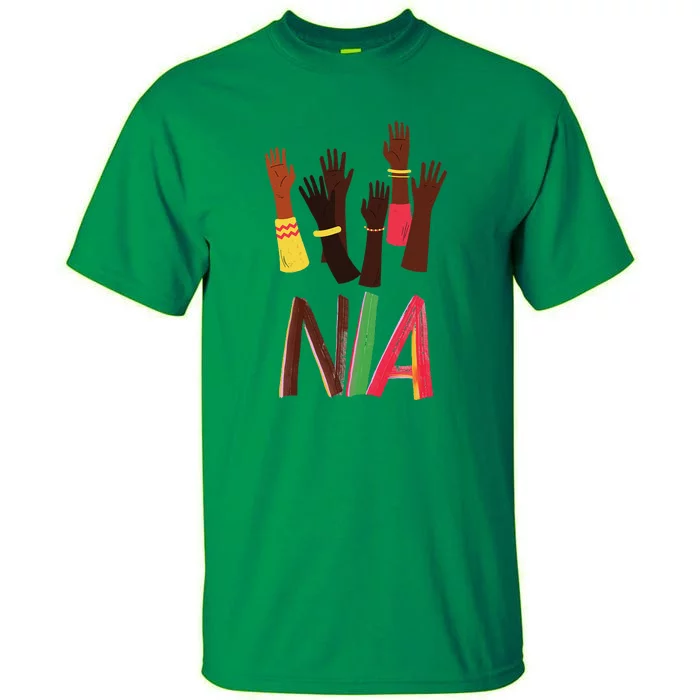 Kwanzaa Principles Green And Red Font African Principles Tall T-Shirt