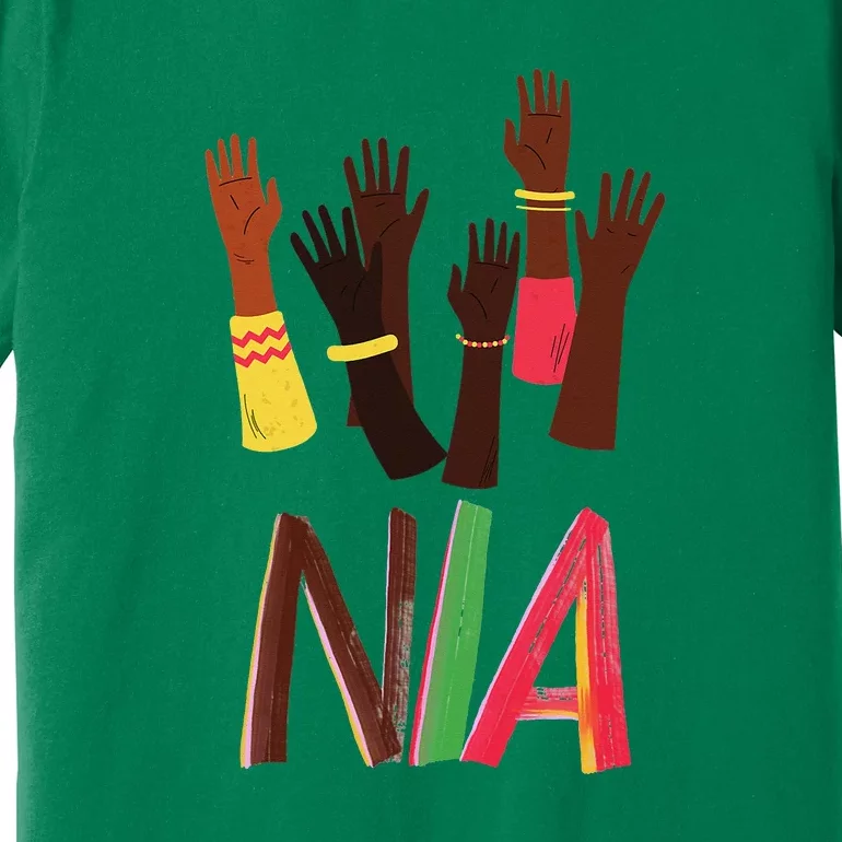 Kwanzaa Principles Green And Red Font African Principles Premium T-Shirt