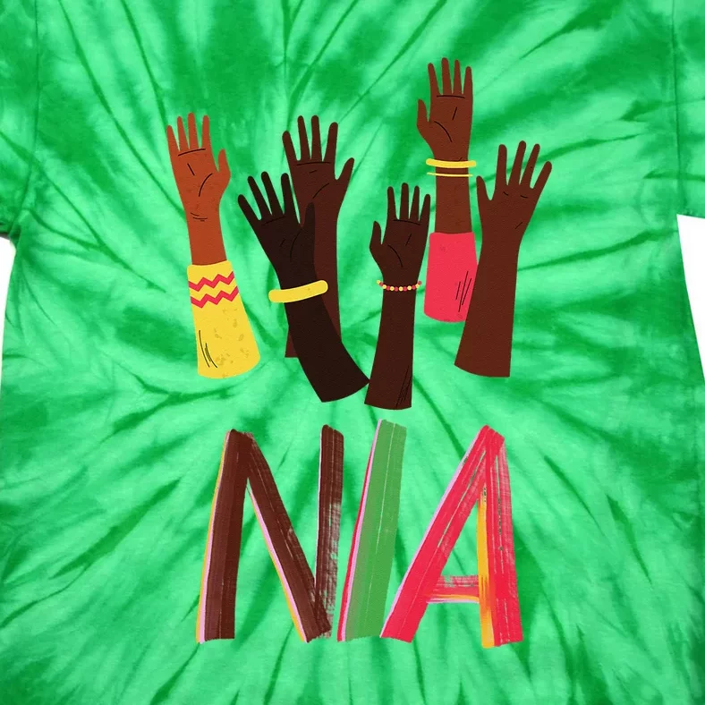 Kwanzaa Principles Green And Red Font African Principles Tie-Dye T-Shirt